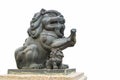 Copper lion statue isolated