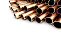Copper metal pipe on white background. 3d Illustrations