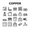 copper metal production steel icons set vector Royalty Free Stock Photo