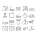 copper metal production steel icons set vector Royalty Free Stock Photo