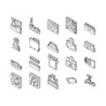 copper metal production steel isometric icons set vector Royalty Free Stock Photo