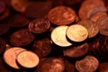 Copper money in 2 and 1 euro cents Royalty Free Stock Photo