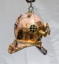 Copper old diving helmet, close-up Royalty Free Stock Photo