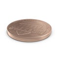 Copper One Cent Coin Penny Isolated on White. 3D illustration, clipping path Royalty Free Stock Photo