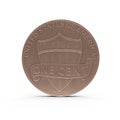 Copper One Cent Coin Penny Isolated on White. 3D illustration, clipping path Royalty Free Stock Photo