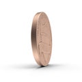 Copper One Cent Coin Penny Isolated on White. 3D illustration, clipping path Royalty Free Stock Photo