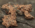 copper ore sample on rock Royalty Free Stock Photo