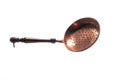 Copper pan with wooden handle Royalty Free Stock Photo