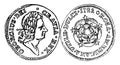 Copper Pence Coin, 1722 vintage illustration