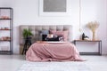 Homely bedroom with copper phone Royalty Free Stock Photo