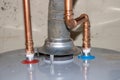 Copper pipe for hot and cold water sealed on water heater