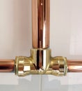 Copper Pipe T Joint fitting Royalty Free Stock Photo