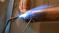 copper pipe welding process for drinking water Royalty Free Stock Photo