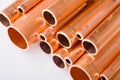 Copper pipes of different diameter