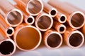 Copper pipes of different diameter