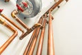 Copper pipes engineering Royalty Free Stock Photo