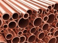 Copper pipes heap