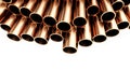 Copper pipes. Isolated on White Background. Royalty Free Stock Photo