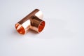 Copper plumbing fitting adapter copper pipe accessorie  at white Royalty Free Stock Photo