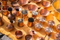 Copper pots at the gypsy fair Royalty Free Stock Photo