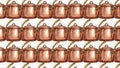 Copper Pots and Pans Pattern Background Royalty Free Stock Photo