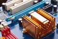 Copper radiator on motherboard Royalty Free Stock Photo