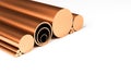 Copper rods and pipes. Isolated. Royalty Free Stock Photo