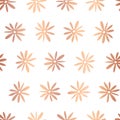Copper rose foil flower vector seamless pattern