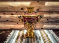 Copper samovar. A Russian kettle works on firewood Royalty Free Stock Photo