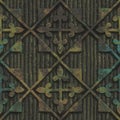 Copper seamless texture with geometric pattern on a oxide metallic background, 3d illustration Royalty Free Stock Photo