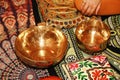 Copper singing bowls for relaxation procedure