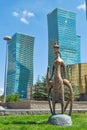 Copper statue in the center of Nursultan Royalty Free Stock Photo