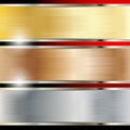 Copper, steel and gold backgrounds Royalty Free Stock Photo