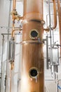 Copper still alembic inside distillery Royalty Free Stock Photo