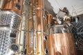 Copper still alembic inside distillery Royalty Free Stock Photo