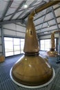 The copper stills of the Ardnahoe whisky distillery on Islay