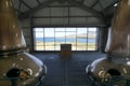The copper stills of the Ardnahoe whisky distillery on Islay