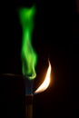 Copper sulphate burning in air with green flame Royalty Free Stock Photo