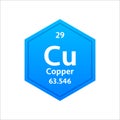 Copper symbol. Chemical element of the periodic table. Vector stock illustration