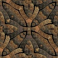 Copper textured greek seamless pattern. Vector ornamental 3d background. Ornate repeat metal backdrop. Greek key meander ancient