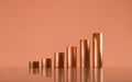 Copper tubes forming a growing bar graph, copy space. Commodity supercycle concept. Royalty Free Stock Photo