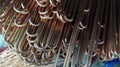 Copper tubes for heat exchangers. Copper heat exchangers are important in solar thermal heating cooling systems due to Royalty Free Stock Photo