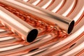 Copper Tubing Coils background, 3D rendering Royalty Free Stock Photo