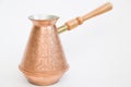 copper turk with patterns for making turkish coffee Royalty Free Stock Photo