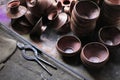 Copper utensils at Tambat Ali, Copper market, Pune, India