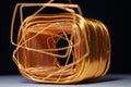 Copper winding of the single-phase transformer Royalty Free Stock Photo