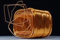 Copper winding of step-down single-phase transformer Royalty Free Stock Photo