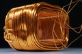 Copper winding of step-down single-phase transformer, chemical element -cuprum