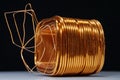 Copper winding of step-down single-phase transformer Royalty Free Stock Photo
