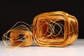 Copper windings different sizes from electric current transformers Royalty Free Stock Photo